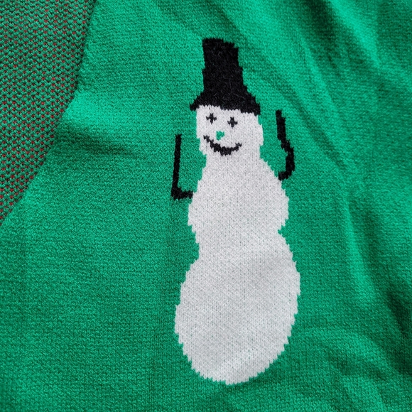 Festive Holiday Snowman Cardigan Open Sweater Colour Block M/L - Picture 3 of 11